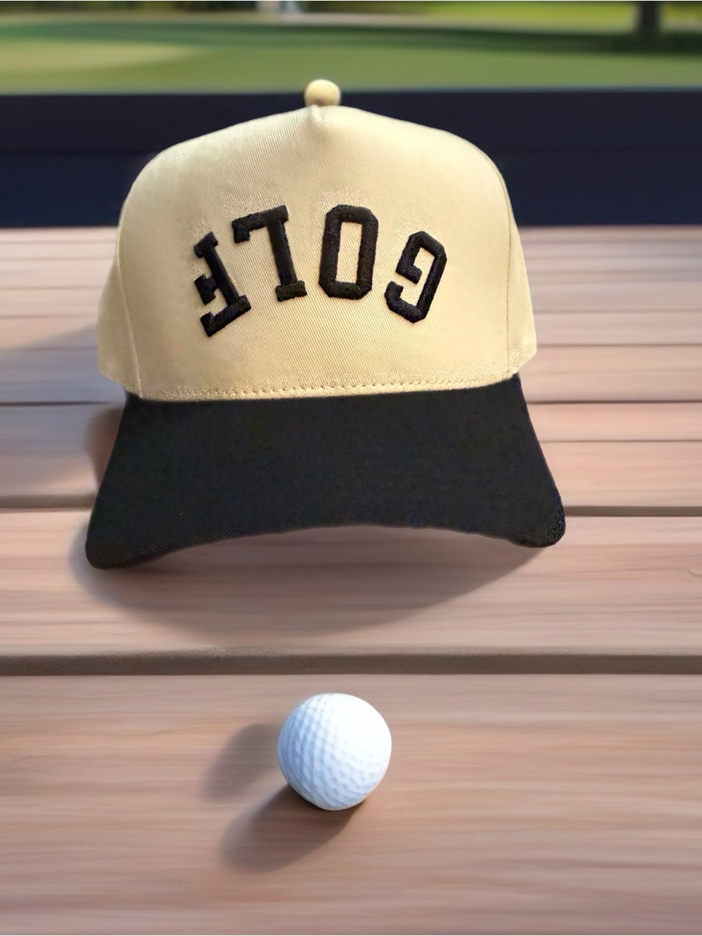CC Boutique Two-Tone Golf Cap in Cream and Black